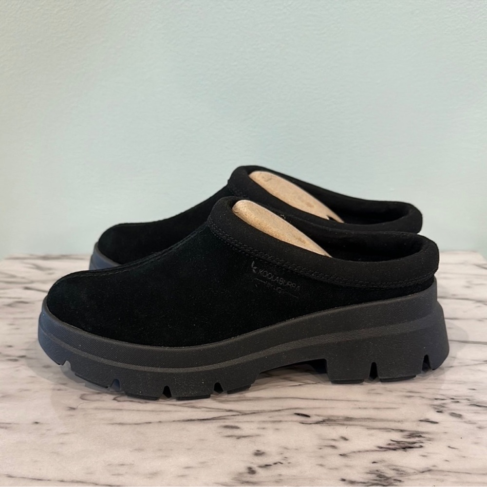 NWOB Koolaburra Women's Black Suede Lug Sole Clogs